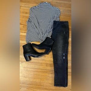 Pattern long sleeve high neck top